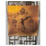 Chinese Brass Wall Clock with Geometric Frame Chinese Brass Wall Clock with Geometric Frame