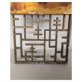 Chinese Brass Wall Clock with Geometric Frame Chinese Brass Wall Clock with Geometric Frame