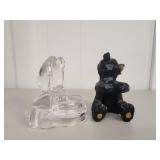 Black Bear and Glass Bear Votive Holder Black Bear and Glass Bear Votive Holder