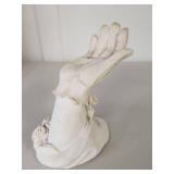 White Ceramic Hand Sculpture with Roses White Ceramic Hand Sculpture with Roses