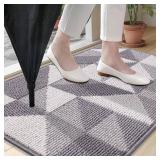 OLANLY Door Mat Indoor Entrance Washable 36x24, Odor-Free Low-Profile Front Back Geometric Doormat, Absorbent Resist Dirt Entry Carpet, Easy to Clean Sturdy Inside Floor Mats for Entryway, Grey