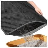 ESTHELLO Cat Litter Mat Large, Cat Litter Trapping Mat, Honeycomb Double Layer Design, Easy to Clean,Washable (30  x 24  Black