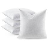 Feather Throw Pillow Inserts Set of 4, Soft Fluffy Square 18 x 18 Inches Decorative Pillow Insert, Feather and Down Euro Pillows for Bed, Couch and Cushion