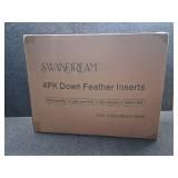 Feather Throw Pillow Inserts Set of 4, Soft Fluffy Square 18 x 18 Inches Decorative Pillow Insert, Feather and Down Euro Pillows for Bed, Couch and Cushion