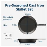 COOKLIFE 10 Inch Lightweight Pre-Seasoned Cast Iron Skillets with Handle Cover - Smooth Polished Surface, Easy to Clean Cast Iron Pan Use in the Oven, on the Stove or Grill, Over a Campfire