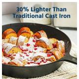 COOKLIFE 10 Inch Lightweight Pre-Seasoned Cast Iron Skillets with Handle Cover - Smooth Polished Surface, Easy to Clean Cast Iron Pan Use in the Oven, on the Stove or Grill, Over a Campfire
