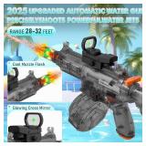 Electric Water Guns for Kids Adults, Transparent Automatic Squirt Guns, Powerful Water Squirt Gun with 28-32 FT Long Range, Summer Outdoor Beach Swimming Pool Party Toys for Boys Girls Adults (Black)