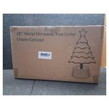 Metal Christmas Tree Collar, 28  D Christmas Decorative Base Cover for Christmas Tree, Tree Skirt, Tree Ring - Cream