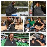 Large Outdoor Waterproof Blanket Extra Thick Fleece Stadium Blanket for Camping, Car, Pet, Picnics - Windproof, Wearable, Machine Washable 80' x 58' (Dark Blue)