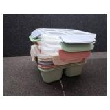 greenandlife 4 Pack Bento Lunch Box Set for Kids Adults, 4 Compartment Reusable Wheat Straw Meal Prep Food Storage Snack Containers, Stackable Snack box, Microwave and Dishwasher Safe, INS