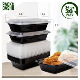 30 Set meal prep containers with Lids 24oz - Reusable Lunchable Container Microwave, Freezer, Dishwasher Safe Food Storage (24 Oz)