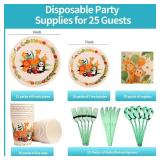 175 PCS Jungle Party Plate Set, Animal Theme Party Decorations, Wildlife Theme Disposable Tableware Set, Kids Birthday Plate Decorations. (25 guests)