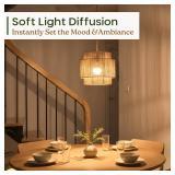 11.8' Boho Jute Plug in Pendant Light, Handwoven Natural Hanging Lamp Plug in with Dimmable Light Switch, Wicker Hanging Light Fixture for Bedroom Living Room Kitchen (No Bulb Included)