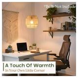 11.8' Boho Jute Plug in Pendant Light, Handwoven Natural Hanging Lamp Plug in with Dimmable Light Switch, Wicker Hanging Light Fixture for Bedroom Living Room Kitchen (No Bulb Included)