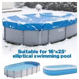 16x25 FT Oval Pool Cover for Above Ground Pools,Solar Oval Pool Cover Protector with Drawstring for Cold and UV Resistant,Dustproof -All-Weather Protection(Cover Size:19 x 27.8FT)