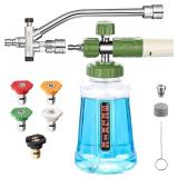 Selkie Foam Cannon with Double Tip Attachment,Adjustable Pressure Washer Foam Blaster with with Dual-Connector Accessory,5 Power Washer Sprayer Nozzles, 1/4' Quick Connect, 3600 PSI