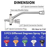 Selkie Foam Cannon with Double Tip Attachment,Adjustable Pressure Washer Foam Blaster with with Dual-Connector Accessory,5 Power Washer Sprayer Nozzles, 1/4' Quick Connect, 3600 PSI