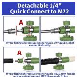 Selkie Foam Cannon with Double Tip Attachment,Adjustable Pressure Washer Foam Blaster with with Dual-Connector Accessory,5 Power Washer Sprayer Nozzles, 1/4' Quick Connect, 3600 PSI