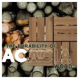 Acacia Wood Decking Tiles 9PCS - Easy Snap Interlocking Deck Tiles for Patio Poolside Balcony Decor - All Weather Waterproof Flooring for Indoor & Outdoor (Round Joints)