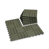 Acacia Wood Decking Tiles 9PCS - Easy Snap Interlocking Deck Tiles for Patio Poolside Balcony Decor - All Weather Waterproof Flooring for Indoor & Outdoor (Round Joints)