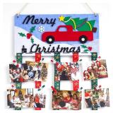 Christmas Card Holder Wall Display, Felt Christmas Card Holder Wall Display & Bulletin Boards, Christmas Card Holder Wall Display with Steric Truck Christmas Tree, 30 Wood Clips & 6 Ribbons