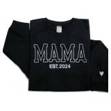Personalized Embroidered Mama EST Sweatshirt For Women, Custom Gifts for Mother's Day Chirstmas Birthday for Mama Size XL