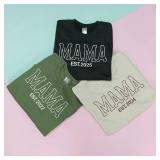 Personalized Embroidered Mama EST Sweatshirt For Women, Custom Gifts for Mother's Day Chirstmas Birthday for Mama Size XL