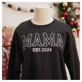 Personalized Embroidered Mama EST Sweatshirt For Women, Custom Gifts for Mother's Day Chirstmas Birthday for Mama