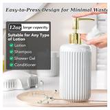 Ceramic Bathroom Accessories Set of 6 White, Soap Dispenser, Toothbrush Holder, Cup Holder, Soap Dish, 2 Qtip Holder, Countertop Vanity Organizer, Bathroom Accessory Set (White, Comb B)