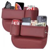 2 Packs Car Seat Gap Filler Organizer, Car Seat Organizer, Seat Gap Storage Box with Cup Holders for Drink, Car Leather Cup Holder Gap Bag Front Seat for Phone, Sunglasses,Keys(Left+Right Side)