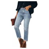 Lesore Womens High Waist Stretch Distressed Jeans Destroyed Denim Pants 3XL