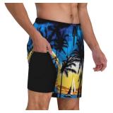 Mens Swim Trunks Breathable Quick Drying Swim Shorts with Compression Liner 2 in 1 Shorts Men Swimsuit