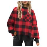 Women's Oversized Sweaters 2025 Crewneck Long Sleeve Batwing Pullover Tops
