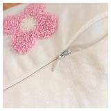 EMEMA Decorative Throw Pillow Covers Daisy Sun Flower Jacquard Pillowcase Cushion Case Square for Couch Sofa Bed Living Room Bedroom Set of 2, 16x16 Inch, Pink and White