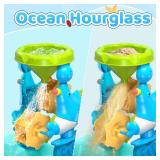 Beach Water Sand Toys for Kids - Beach Toy Trolley Car with Shovel Tool Kit, Beach Bucket & Animal Molds - Summer Outdoor Gift Sensory Sand Toys for Boys Girls Toddlers 3-5