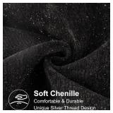 Silver Thread Chenille Throw Pillow Covers, 2Pack 18 x18 Inch Soft Decorative Pillow Cover Square Couch Pillows Accent Farmhouse Cushion Classy Luxury Covers for Couch Sofa Bedroom Living Room Home