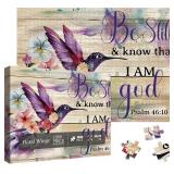 Religious Hummingbird Puzzles for Adults 1000 Pieces, Bird Flower Christian Bible Jesus Jigsaw Puzzle, Inspirational Scripture Catholic Floral Puzzle