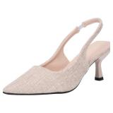 Women's Slingback Heels Pointed Toe Mid Heel Dress Shoes Pump Shoe Womens Size 6
