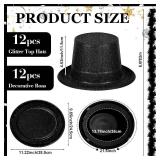24 Pcs Halloween Magician Costume Set 12 Pcs Black Top Hat for Adults 12 Pack Feather Boas Plastic Glitter Retro Disco Hats for Halloween Costume Accessories 1920s Masquerades Party