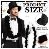 24 Pcs Halloween Magician Costume Set 12 Pcs Black Top Hat for Adults 12 Pack Feather Boas Plastic Glitter Retro Disco Hats for Halloween Costume Accessories 1920s Masquerades Party