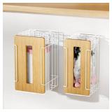 2 Pack Grocery Bag Holder for Plastic Bags - Wall Mount Kitchen Plastic Bag Holders for Grocery Bags - Bag Holder for Kitchen,Under Sink,Pantry and Garage,White