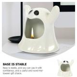 Cabilock 2pcs Ceramic Ghost Candle Holder Ghost Tealight Holder Tealight Candle Jars Halloween Tea Lights Candles Wick Fake Candles Stands Decor Ceramics White
