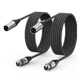 XLR to 1/4' TRS Cable 2 Pack, 6.6ft Balanced 3-Pin Microphone Cable, Gold-Plated 1/4 Inch to XLR Male to Female Cord for Professional Audio, Studio Recording & Live Sound