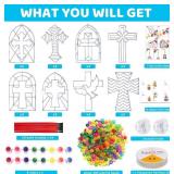 WorldBazaar Thanksgiving Cross Suncatchers Crafts for Kids 24 Sets Christmas Sunday School DIY Window Painting Art Kits Religous VBS Holy Week Classroom Family Activities Party Favors