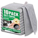 10pcs Non Scratch Wire Dishcloth, Multipurpose Wire Dishwashing Rags, Reuseable 3Layer Steel Wool Cleaning Cloths, Miracle Metal Dish Cloth for Kitchen Furniture Office Cookers Sinks Stoves Dishes