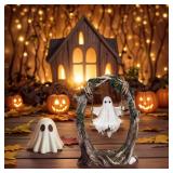 2025 Cute Spooky Halloween Decor - Ghost on a Tree Swing, Ghost Figurine & Ornament for Indoor Outdoor Porch, Garden, Patio, Lawn, Desktop, Bookshelf Decorations
