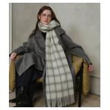 Women Long Plaid Chunky Scarf Oversized Big Thick Soft Blanket Scarf Cold Weather Winter Warm Wrap Shawl Ladies Gifts