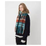 Womens Large Chunky Color Block Tassel Scarf Oversized Thick Scarves Long Shawl Fashion Winter Warm Blanket Scarf