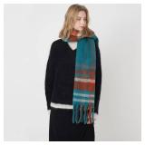 Womens Large Chunky Color Block Tassel Scarf Oversized Thick Scarves Long Shawl Fashion Winter Warm Blanket Scarf