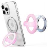 JOYROOM Magnetic Phone Grip, Silicone Finger Loop Grip Stylish TwinkleGlitter Phone Grip for Magsafe, for iPhone 17 Air/16 Pro Max/15/14/13/12 Series, Pink